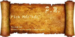 Pick Máté névjegykártya
